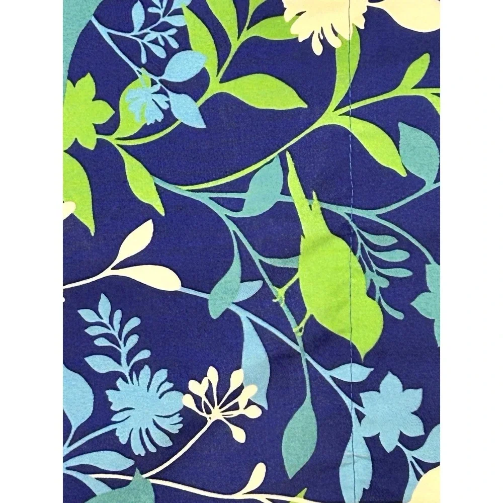 Vtg 70s Floral Window Valences Set of 2 Blue Green Mod Floral MCM 120 x11 84x11